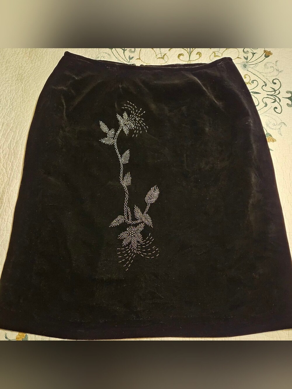 Vintage Field Manor Silk Blend Beaded Embroidered Skirt Midi Pencil Skirt".